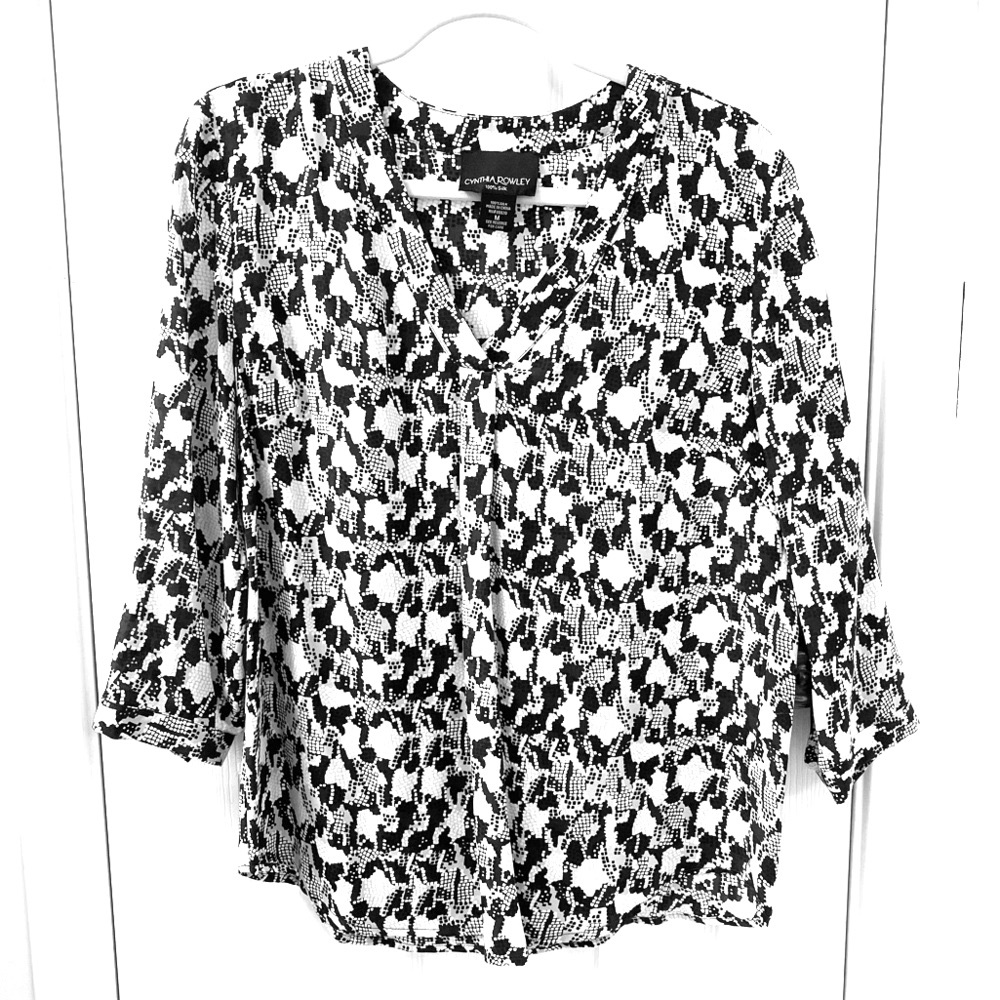 Cynthia Rowley black and white Silk Blouse